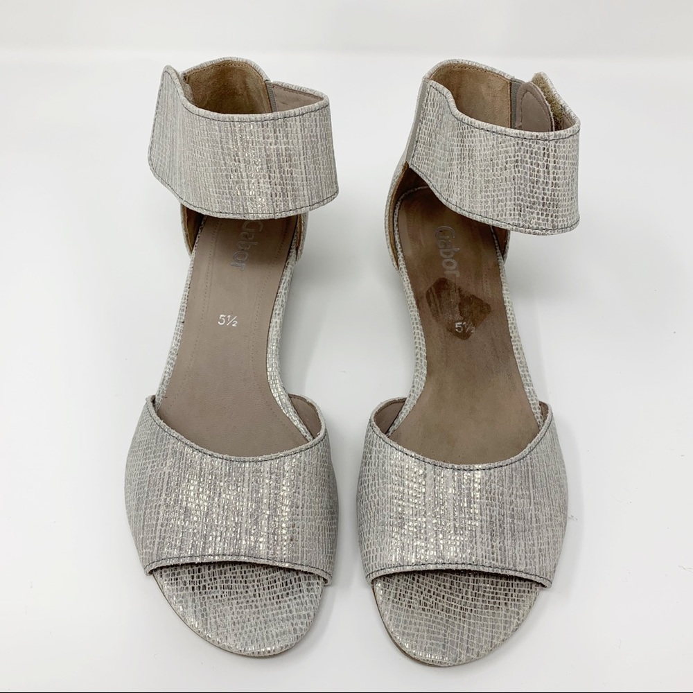 Gabor - Silver Metallic Ankle Strap Sandal, UK 5.5